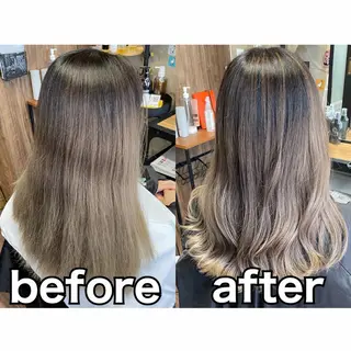 セミロング カラー Lull1人美容室 バレイヤージュのヘアスタイル
