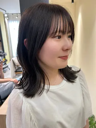 セミロング カラー hubhair レイヤー/透明感のヘアスタイル