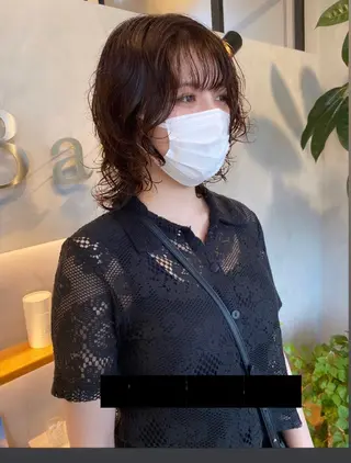 ミディアム パーマ 福田 ボブ.ウルフのヘアスタイル