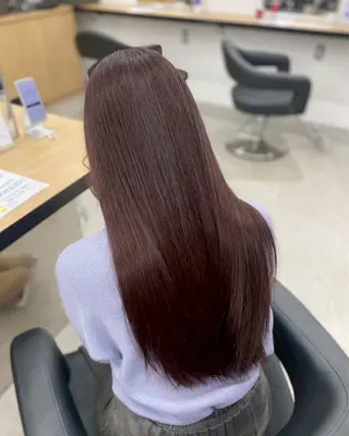 ロング カラー 韓国レイヤー透明感 艶カラー美髪縮毛矯正のヘアスタイル