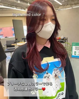 ミディアム カラー yui/ layer cutのヘアスタイル