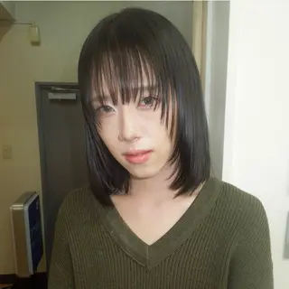 ミディアム パーマ タマキ/ パーマ/Wカラーのヘアスタイル