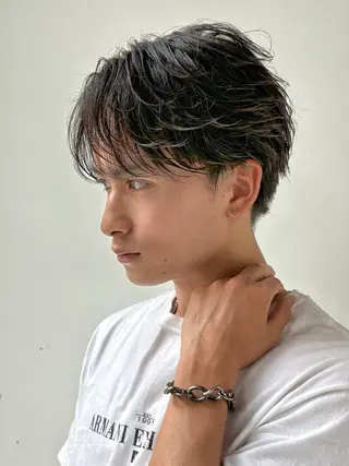 ショート ✂️メンズ センターパート✨陽気のヘアスタイル