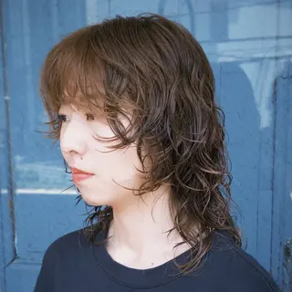 セミロング カラー パーマ "ラフな雰囲気"🍃 パーマ🌀かんたまるのヘアスタイル