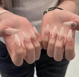 ロング 波 なみのネイルデザイン