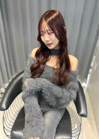 ロング カラー 韓国ハイレイヤー ハッシュカット特化のヘアスタイル