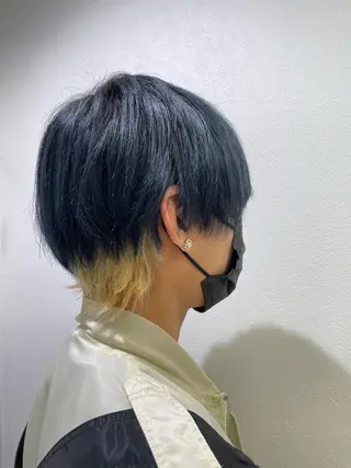 カラー メンズ 渡部凌我 小顔ウルフ ハイトーンカラーのヘアスタイル