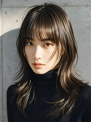 セミロング ウルフカット 811 大阪梅田 ウルフのヘアスタイル