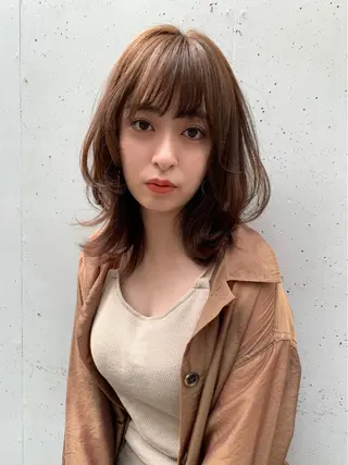 ミディアム カラー 透明感カラー✂︎ /縮毛矯正/YUKAのヘアスタイル