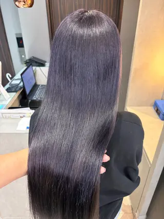 ロング カラー 天神暖色カラー レイヤー・髪質改善のヘアスタイル