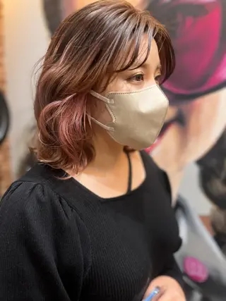 ミディアム カラー パーマ ヘアアレンジ メンズ キッズ ネイル マツエク・マツパ アイブロウ 久木原 ゆりのヘアスタイル
