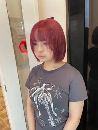 ミディアム カラー ヘアカラー&縮毛矯正 STAR☆RIVERのヘアスタイル