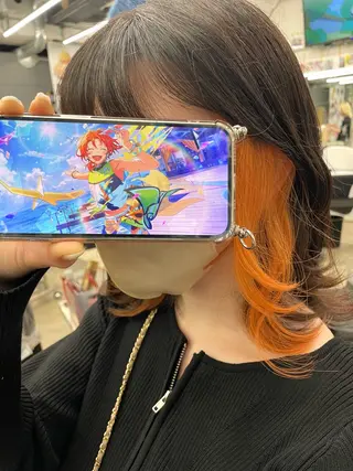 ミディアム カラー インナーカラー 推し ブリーチ  髪質改善のヘアスタイル