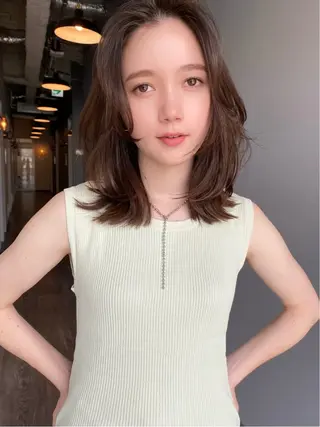 セミロング カラー 似合わせカラーパーマ 🌿kitin米川のヘアスタイル