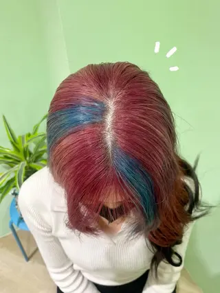 ロング カラー 横浜/デザインカラー 個性派ヘアメ/まこのヘアスタイル