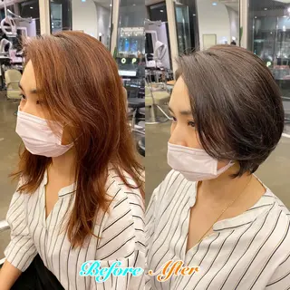 ショート カラー 透明感カラー🌿 グレージュ🐺陽介のヘアスタイル