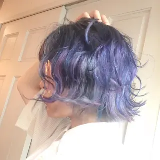 ショート カラー ホワイト&レイヤーカ ットエクステ長畠俊輔のヘアスタイル