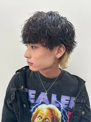 ショート カラー パーマ ヘアアレンジ メンズ 亀井隆汰/メンズ専門 パーマ/フェード可のヘアスタイル
