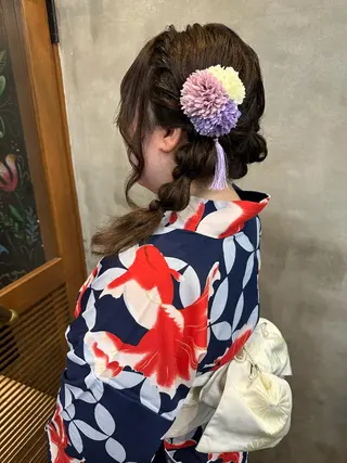 ロング ヘアアレンジ カット スパのヘアスタイル
