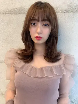 ミディアム カラー 透明感カラー✂︎ /縮毛矯正/YUKAのヘアスタイル