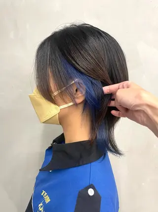 ロング カラー インナーカラー 推し ブリーチ 髪質改善のヘアスタイル