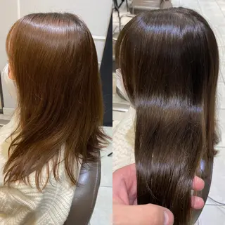 ミディアム 美髪矯正透明感カラー 江川 和輝のヘアスタイル