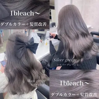 セミロング カラー 抜け感レイヤー︴ ニュアンスカラーのヘアスタイル