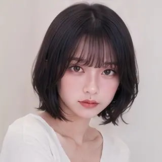 ミディアム 縮毛矯正/レイヤー/ 前髪カット/おばかんのヘアスタイル