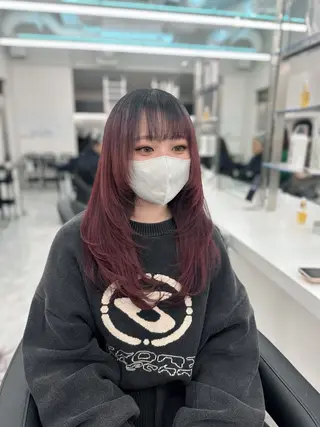 セミロング カラー ダメージレスブリーチ ×美髪矯正【滝太】のヘアスタイル