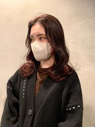 ミディアム カラー メンズ 落合希 Olivebeigeのヘアスタイル