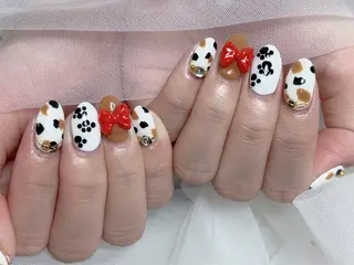 ネイル エツメ💅 長さ出し🎀デザインのネイルデザイン
