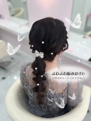 ロング ヘアアレンジ ハイトーンカラー💞 くるみ🎀のヘアスタイル