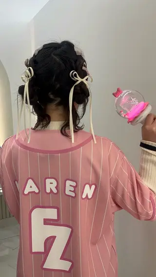 セミロング ヘアアレンジ 愛されカラー🩷 はるなのヘアスタイル