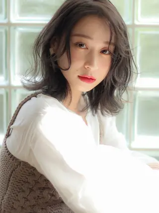 ミディアム カラー パーマ ヘアアレンジ 髪質改善/韓国風 レイヤー/田村祐樹のヘアスタイル
