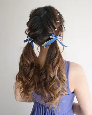 ロング ヘアアレンジ 麻優 ヘアセットのヘアスタイル
