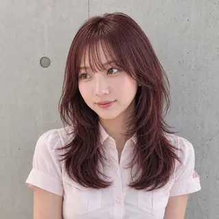 セミロング カラー 盛れる顔まわりカット 髪質改善/渋谷/れんのヘアスタイル