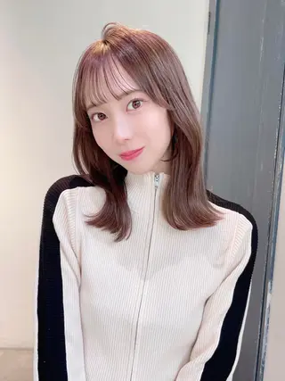 ミディアム カラー 🤎韓国ヘア ベージュ まゆか🤎のヘアスタイル