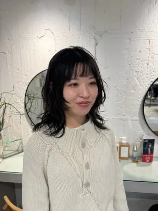 セミロング 新宿/顔周りカット +レイヤー=しずく♩のヘアスタイル