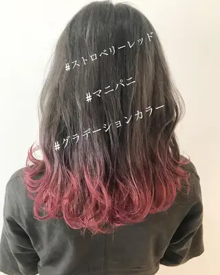 セミロング カラー ウルフカット レイヤーカット上柿のヘアスタイル