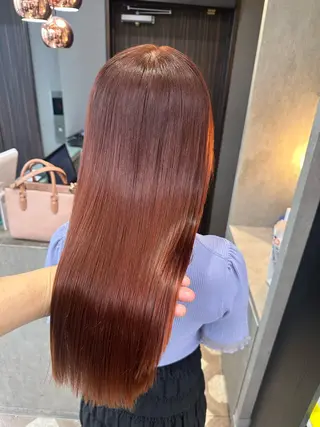 ロング カラー 天神暖色カラー レイヤー・髪質改善のヘアスタイル