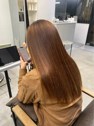 ロング パーマ 🍒モテ暖色カラー × うる艶✧ ゆなのヘアスタイル