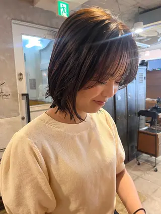 ミディアム くるみ🩰/ボブ レイヤー/暖色カラーのヘアスタイル