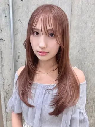 ロング カラー 失敗しないハイトーン ✨ミルクティー/ミワのヘアスタイル