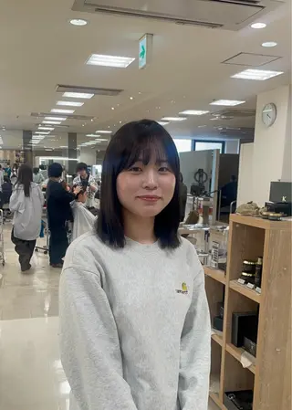ミディアム カラー シャドウパーマ／骨格 矯正カット　トモキのヘアスタイル