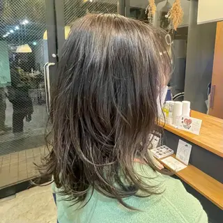 ミディアム カラー パーマ ヘアアレンジ 🎀レイヤー 透明感 カラーyuuri🎀のヘアスタイル