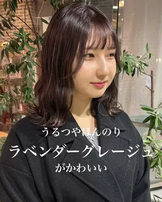 ミディアム カラー カットパーマ 🌀あさみのヘアスタイル