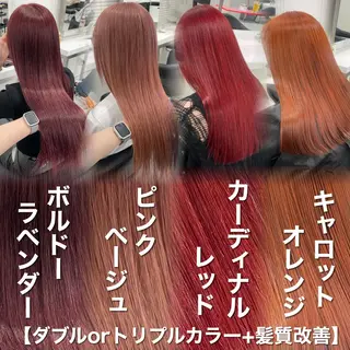 ロング カラー ラベンダー💜 グレージュ🩶のヘアスタイル