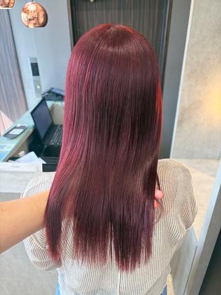ミディアム カラー 天神暖色カラー レイヤー・髪質改善のヘアスタイル