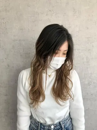 ロング カラー ヘアアレンジ ネイル マツエク・マツパ エビスザキレン/メン ズ/心斎橋🌳のヘアスタイル