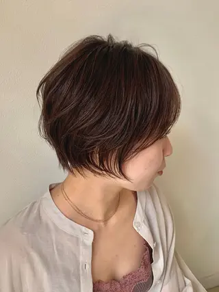 ショート カラー ブリーチなしベージュ 特化 松村 茶屋町のヘアスタイル